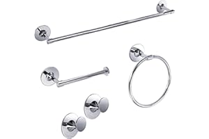 Nadi Collection | Juego accesorios de baño adhesivo | Serie Atik | Sin taladros | Acero INOXIDABLE | Set-conjunto 5 Piezas | Color gris | Adhesivo 3M | 2 perchas, 1 toallero, 1 anilla y 1 portarrollos