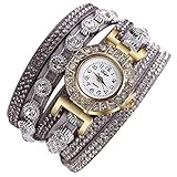 Armbanduhr, erthome Frauen Mode Lässig Analog Quarz Damen Strass Uhr Armbanduhr Muttertag Geschenk (Grau)