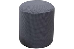 AQIGR Jacquard Stool Cover, Space Stretch Stool Cover, Round Ottoman Covers, Elastic Base, Machine Washable Cover for Footstool for Living Room (Colour: #1, Size: 50 x 35 cm)