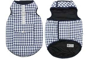 DoggieKit Costos de Clima frío para Perros, Chaqueta Reversible Impermeable para Perros cálidos, Chaleco, Abrigo de Invierno con Bolsillo y Anillo en D, Ropa de algodón para Mascotas a Prueba