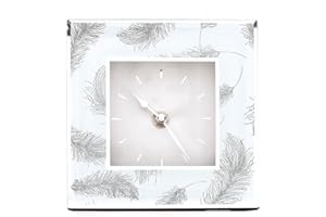 HESTIA® SILVER FEATHERS MANTEL CLOCK HE1801CK