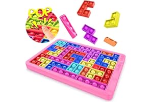 KOKOBOX Puzzle Tetris Pop It Spiel Plopper Spielzeug Pop Up Spielzeug Popit Spielzeug Ab 3 4 5 6 Jahre Anti Stress Sensory Toys Fidget Toys Junge Mädchen Spielzeug 26 Blöcken Geschenk Junge Mädchen - Rosa