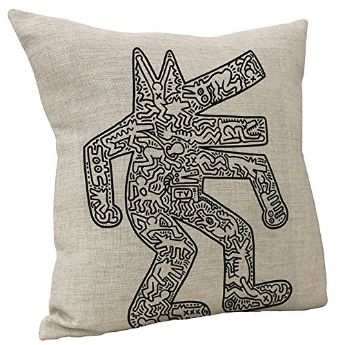 Vanki abstract style Cotton Linen Square Decorative Throw Pillow Case Cushion Cover 18 x 18 inches ,funny wolf pattern