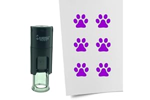 CombiCraft Stampa di zampe o zampe di cane, timbro auto-inchiostro o timbro 10mm / 0,39 rotondo (viola)