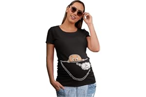 fashwork Maglietta Premaman STO arrivando - Bimbo Che esce dalla Zip - Idea Regalo