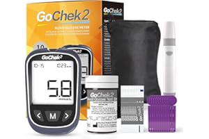 MicroTech Blutzuckermessgerät Set mit 10 Teststreifen & Lanzetten, ohne Codierung, 500 Speicher, breiterer HKT für die Familie (mmol)