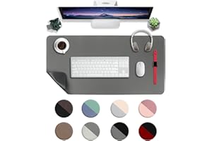 HELI MIAO Podkładka na biurko z ekoskóry, 90 x 43 cm, mata na biurko do laptopa, wodoodporna podkładka na biurko, do biura lub domu, dwustronna, przenośna (ciemnoszara / czarna)