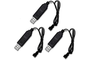 KNOCERY USB Chargeur Câble RC Universel 3.6 V 3.7 V, Chargeur Batterie pour Batteries Rechargeables LiPo SM-2 Broches, pour Drone, Les Jouets Télécommandés Voitures, Camions Trains