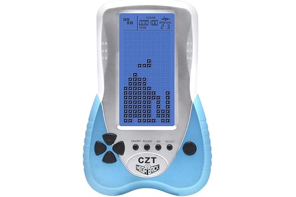 CZT Retro Brick Console de Jeu Rétro-éclairage Bleu Intégré 23 Jeux Tank Battle/Racing Écouteurs Enfichables Casse-tête Dispositif de Jeu Portable de Poche Jouet pour Enfants Cadeau de Noël (Bleu)
