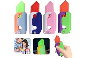 IXYHKB 3D Druck Zappelmesser Spielzeug, 4 Stück Fidget Toys Messer Lustiges Kunststoff Karottenmesser Spielzeug 3D-Druck Fidget Knife Toy Carrot 3D-Schneider Sensorisches Spielzeug Für Kinder Und Erwachsene