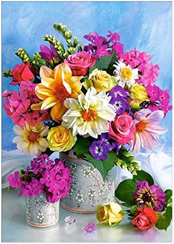 Xsiapas 5D DIY Diamond Painting Handmade Crystal Rhinestone Painting Embroidery Cross Stitching Art Craft Home Room Wall Decoration - Flowers in the Vase