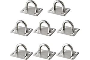 Mooche 8 Stück 304 Edelstahl Deckenhaken, 4.5cm Heavy Duty U Form Klammerring mit Geboht für Pad Eye Plate Suspension