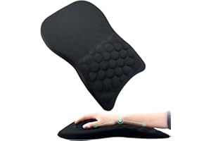 JIANGLAI Ergonomic Mouse Pad with Wrist Rest Support, Massage Design Mouse Mat for Relief Carpal Tunnel Pain, Memory Foam Non-Slip Slope Massage Bulge (Black)