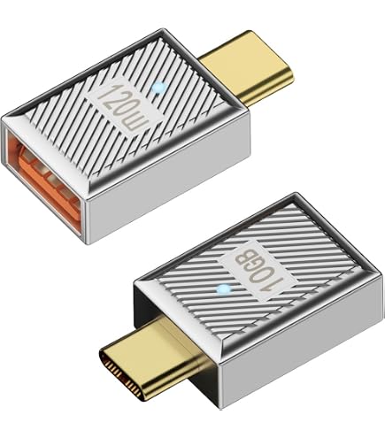 Adaptador USB 3.1 A USB-C Cyberpunk: 10Gbps, Carga Rápida 120W, Estilo Mecha - ¡Con Agujero Para Llavero!