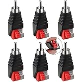 Greluma Pack of 6 RCA to Speaker Cable Adapter, Subwoofer, Speaker Phono Jack, RCA Plug to AV 2 Screw Terminal, Video Audio S