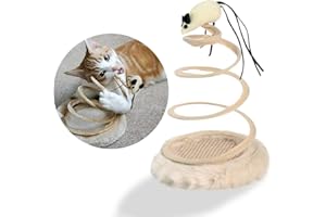 Andiker Jouet interactif pour chat en peluche avec plaque à ressort en spirale et souris amusante en acier inoxydable - Jouet créatif pour garder la forme (souris)