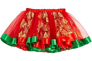 Zookey Girls Christmas Tutu Skirt Red Bow Tulle Tutu Skirt Ballet Dance Skirt Elastic Ruffle Fancy Skirt Xmas Party Costume Rave Outfit