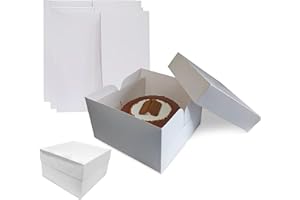 AMOUR PACKAGING Amour Cake Box (10x10x6) – Premium Quality Sturdy Cardboard 10 Inch Cake Box with Lid for Carrying Cakes, Muffins, Donuts, Pastries - Easy Assembly with Lock Mechanism – Pack of 10