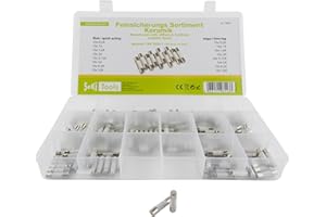 SeKi 160 pezzi fusibili in ceramica 5 X 20 Assortimento 160 pezzi 16 tipi; 8 X Flink + 8 X Listelli 0,5 A, 1 A, 1,6 A, 2 A, 3,15 A, 5 A, 6,3 A e 10 A; fusibile per tubi in vetro; ceramica