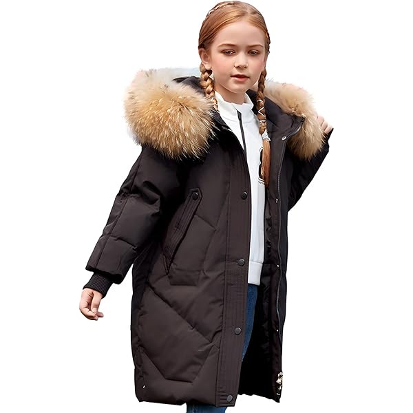 amropi Kindermeisjesmantel met capuchon, gevoerd, winterparka, jas voor 2-10 jaar, Geel-2, 2-3 anni