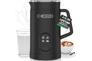 JOCOSA Milk Frother Electric, 4 in 1 Milk Steamer,350ml 400w Cold/Hot Frothing Foam Maker and Milk Warmer for Coffee, Latte, Hot Chocolates, Cappuccino-Black