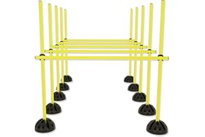 Froadp Agility Sports, set di barre per saltare per cani, regolabili in altezza, set di ostacoli per allenamento condizionale, multifunzione, per pallacanestro e calcio (giallo e nero)