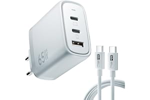 NEWLNCON NEWINCON USB C Ladegerät 65W 3-Ports GaN III USB C Netzteil, PPS Schnellladegerät mit 1.8M 240W Kabel für MacBook Air/Pro, iPhone17/16Pro, S24Ultra/S23, iPad Pro/Air, Pixel9/8, Laptops.