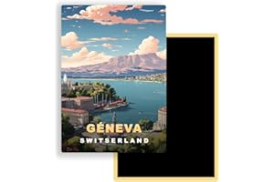 FITYO Magnets Frigo Villes du Monde – 300 Modèles aux Choix – Aimants Réfrigérateur – Souvenirs Touristiques – Cadeau Original – 5,4 x 7,8 cm – 1 Unité (Geneva)