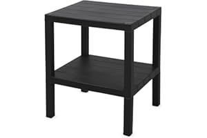 ‎SPETEBO Spetebo Kunststoff Beistelltisch klein in anthrazit mit 2 Ablagen - 45 x 38 cm - Standregal rechteckig mit 2 Ebenen - Balkon Regal Tisch Nachttisch Couchtisch Dekotisch Balkontisch Nischenregal