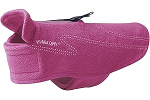 VIVAGLORY Cozywrap Dog Fleece Jumper, Fleece Dog Coat for Fall & Spring, Reflective Lightweight Cozy Adjustable Easy Fit, Coat with Harness Hole & Velcro Closure, S, Fuchsia