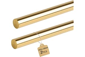 EXLECO 2 Piezas Varillas de Latón Ø10MM x 150MM, Barra Redonda de Latón Sólido, Varilla Redondo de Latón Sólido, Barras de Latón Macizo para RC Modelo, Bricolaje Artesanía, Soldadura,Torno, Punzones