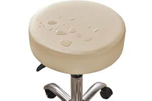 ZZDZW 1/2/4/6 Pezzi Copri Pouf Da Bar Rotondo Impermeabile Pelle PU Copriseduta Sedie Alta Elasticità Fodera Per Sedia Cuscino Copridivano Coprisgabello Da Bar Elastico Per Sedie ( Color : Light beige , Siz