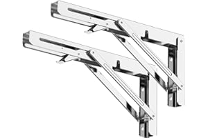 Loiion 600mm Escuadras Abatibles, 2Pcs Bisagra Mesa Abatible Escuadras para Estanterias, Bisagras Mesa Plegable Inoxidable, Soporte Estantería Plegable, Pared Soporte de Estante