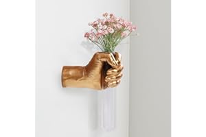 XYQXYQ Einzigartige Wandkunst Hand Skulptur mit Reagenzglasvasen – Künstlerische Wanddeko & Skulptur Deko für Moderne Wanddekoration, perfekt für Wohnzimmer, Schlafzimmer oder Büro