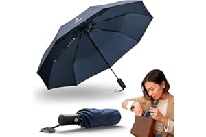 STYNGARD Regenschirm sturmfest - Taschenschirm mit Auf-zu-Automatik und Beschichtung gegen Feuchtigkeitsschäden - kurzer Griff - Modell BERGEN