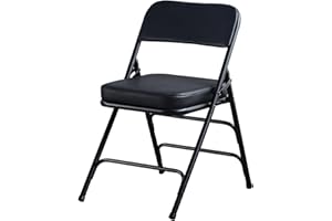 KAIHAOWIN Folding Chairs with Ultra Thick Padded Seat Foldable Chair Indoor Comfortable Metal Chairs with Soft Cushion-Black