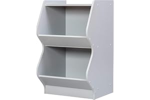 Iris Ohyama, Mobili, Organizzatore di giocattoli, 2 Ripiani portaoggetti per bambini, Solido, Moderno, Design, Camera da letto, Stanza dei giochi, Scuola -Kids Basic Shelf, KSBS-2, Grigio