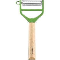 Opinel T-Duo Gemüseschäler – Doppelseitige Klinge, Mit Julienne-Schneider & Kartoffelaugen-Entferner