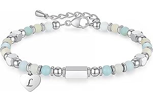 TOLOWOBK Initial Bracelet for Women Girls, Amazonite Chakra Beaded Bracelets for Teenage Girls Gifts A-Z Letter Heart Charm Bracelet Gifts for Girls Anniversary Christmas Birthday Gifts for Teen Girl