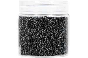 Bala&Fillic 2mm Perles de Rocaille 10000pcs/110 Grammes dans une Boîte 12/0 Petites Noires Couleur Perles de Rocaille pour la Fabrication de Bijoux (Noires)