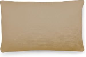 PinkZebra Housse de coussin en mousseline bio 20 x 30 cm - Certifié ÖkoTex - Housse de coussin en mousseline 100 % coton organique - Housse de coussin avec fermeture éclair - Fabriqué en UE - Beige