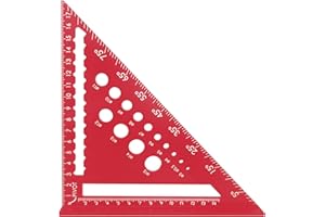 WOUMON Zimmermannswinkel, Hochpräzises Ddreieckiges Lineal, 7 Zoll Dreieckslineal, Winkel Anschlagwinkel 45 und 90 Grad Winkel, Layout Messwerkzeug (Rot)