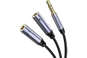 MOSWAG Adattatore per Microfono per Cuffie, 3,5 MM Aux Audio Y Splitter Cable, Cavo Splitter per Cuffie TRRS con Jack per Microfono Audio Separato per Laptop PS4 PC Tablet Gaming ecc
