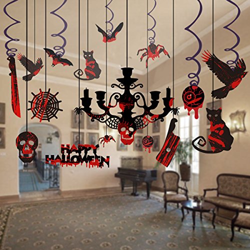 UNOMOR Halloween Hanging Decorations for Ceiling, Scary Ceiling Decoration with Swirls for Party and Haunted House– 17Pcs reviews UNOMOR Halloween Hanging Decorations for Ceiling, Scary Ceiling Decoration with Swirls for Party and Haunted House– 17Pcs