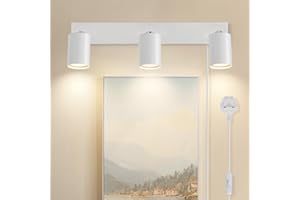 TaFiCo 3 Way White Plug in Wall Lights GU10 - Modern Wall Lamp with Plug 350° Adjustable - 50W Indoor Plug in Wall Light for Bedroom Living Room Kitchen Desk Picture - Bulb Not Included