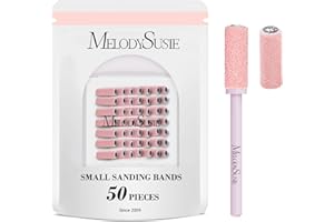 MelodySusie 50 Pièces Embouts pour Ongles, Petites Bandes de Ponçage avec Mèche de 3,1 mm, 240 Grain Ultra Fin Lime à Ongles pour les Ongles en Acrylique