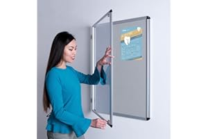 BOPPS Wonderwall Classic Tamperproof Lockable noticeboard 90x60cm with 2 Matching Locks and Keys, 6 Colours to Choose from, Including (Grey)
