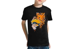 THE FAN TEE Camiseta de NIÑOS NIÑAS Shuriken Manga Anime Zorro Nueve Colas