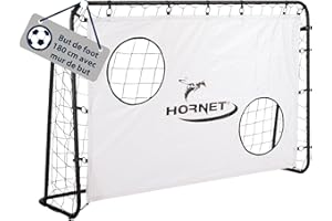 HUDORA But de football Hornet 180 avec mur de but - Extérieur pour enfants et adultes - But avec filet amovible et deux trous de tir renforcés - Résistant aux intempéries pour l'entraînement et les