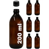 Afracam Amber Ecza Şişesi, 200 ml, Kahverengi Cam, Plastik Contalı Kilit Kapak, Hava ve Sıvı Sızdırmaz, 28mm Ağız &Ccedil;aplı, Parf